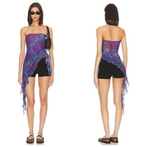 Free People Taylor Tube Top In Midnight Combo Medium NWT